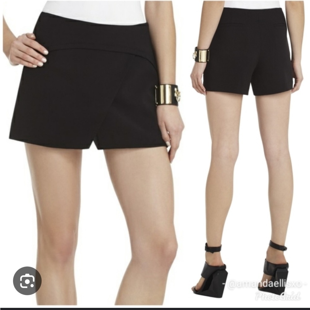 BCBGMAXAZRIA Codie Black Overlay Skort